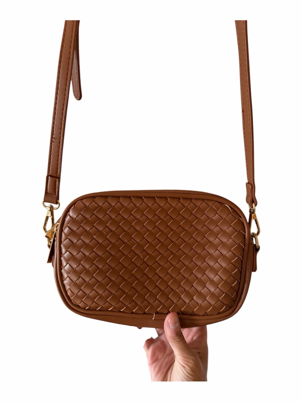 Mali + Lili Ava Woven Vegan Leather Crossbody Bag
